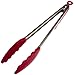Silicone Tongs, NYKKOLA Premium quality Silicone Stainless Steel Tongs Silicone Cooking Utensils 2 Pack (9inch & 12inch in Graphite Cherry Red)