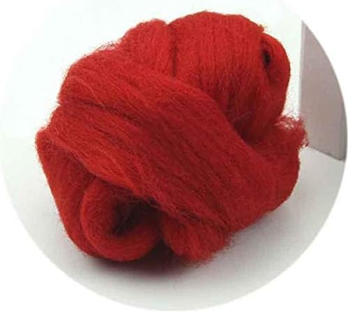 WEKA 10G Wool Top Fibre Roving Hand Spinning DIY for Needle Felting Materials Lot Crafts 10 Color Option, Red