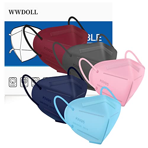 KN95 Face Mask 25 Pcs, WWDOLL Multiple Colour 5 Layers KN95 Masks