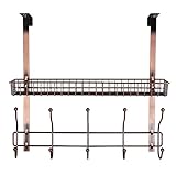 HOMFA Over The Door 5 Hook Organizer Rack With Shelf for Coats, Hats, Robes, Towels (Bronze Finish)