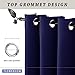 FLOWEROOM Blackout Curtains Thermal Insulated with Grommet Curtains for Bedroom, Navy Blue, 52 x 63 inch, 2 Panel