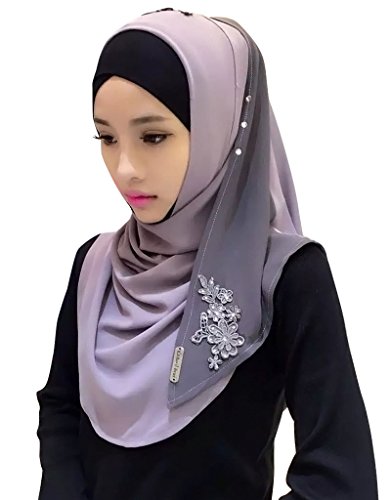Ababalaya womens  chiffion fashion color block hijab sc…