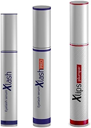 Xlips Lip Plump Serum 6ml + Eyelash Serum 3 ml + Pro Eyelash Serum 6ml + FREE Luxury Luffa Loofah Bath Sponge On A Rope, Color May Vary