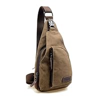 ForHe Casual Messenger Bag Canvas Shoulder Backpack Travel Rucksack Sling Bag Crossbody Purse For Hiking Camping, Coffee