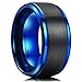 King Will Duo 10mm Black Brushed Blue Tungsten Carbide Wedding Band Ring Polish Finished Comfort Fit