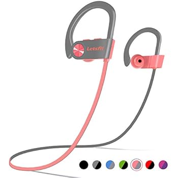 Bluetooth Headphones, Letsfit Wireless Headphones, IPX7 Waterproof Sports Earphones Gym Running, HD Stereo Headset w/Mic, 8 Hours Battery Noise Cancelling Bluetooth Earbuds