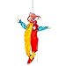 Halloween Haunters Animated Hanging 2 Foot Scary Circus Clown with Moving Arms Prop Decoration - Spooky Laughs, Flashing LED Eyes - Battery Operated