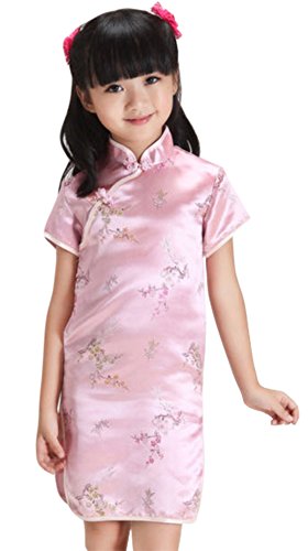 AvaCostume Girls Cheongsam Dress Chinese Tradition Plum Flower Bamboo Qipao