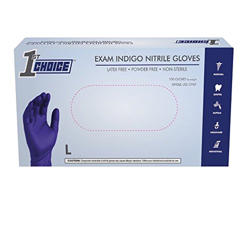 1st Choice Safety Indigo Nitrile 4 Mil Thick Disposable Gloves Medium Case of 1000   Exam Medical Latex Free Indigo Medium