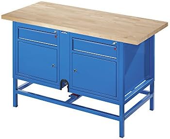 Workbench, height adjustable, WxD 1500 x 700 mm, 2 drawers, 2 cupboards.
