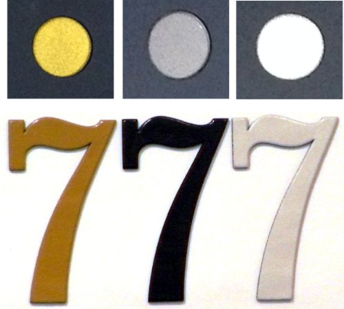 Fancy White Reflective Mailbox or House Number - 7 - Size 5" - (select size (2",3",4",5" or 6") and digit (0-9) in dropdown menus) - Thick, Die-cut PVC