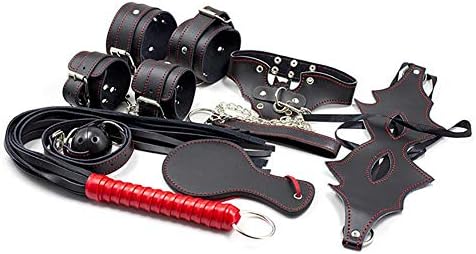 DJKFHIU Black 7-Piece Set Leather Special Bundled Binding Set Toy Suit Performance Props for Sex