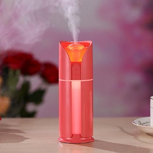 SEASPIRIT Portable Rose- Shape Aroma Humidifier Air Purifier Essential Oil Diffuser USB Desktop Air Humidifier Mini with LED Night Lights USB Mist Air Humidifier for Home Office