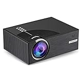 Projector, PRAVETTE Mini Portable Projector Home Entertainment Video 800X480 Resolution Support 1080p HDMI/USB/SD Fire TV Mac PC iPhone Android Phone DVD Gaming Chormecast