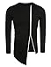 Coofandy Men's Shirts Casual Zipper Shirt Irregular Long Sleeve T Shirt,Black,Medium