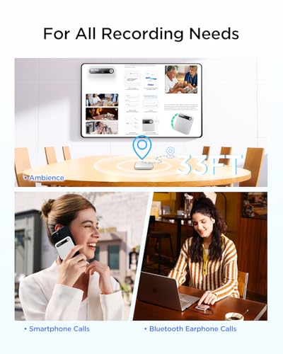 BOYA Notra AI Voice Recorder,Ambient/Phone Call/Bluetooth Capture, AI Transcription&Smart Summary, Support 140+ Languages, 64GB Storage, Magnetic Note Taker for Meetings,Lectures,Interviews(Sliver)