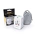 MAXAH Universal Travel Plug Adapter, All in One Worldwide Universal Wall Charger AC Power Plug with 1 USB Charging Port (1A) for EU US UK AU - White