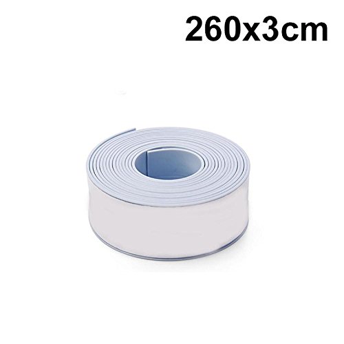 FTXJ Self Adhesive Waterproof Tape Sink Tub Wall Caulk Strip Kitchen Bathroom Toilet Sealant Trim (White&Blue)