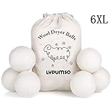 Wool Dryer Balls (Pack Of 6 XL), Premium Reusable New Zealand Organic Non-toxic Natural Fabric Softener, Saves Drying Time, Baby Safety, No Chemicals, Can Reduce Wrinkles And Electrostatic Adhesion