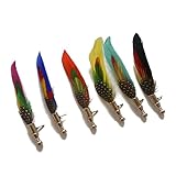Sunny Home Men's Colorful Feather Handmade Lapel Pin Boutonniere for Suit(Pack of 6)