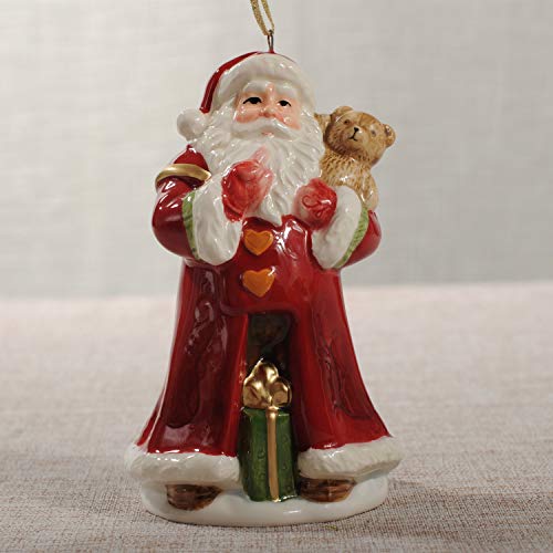 Minigift Ceramic Christmas Bell Ornament,Jingle Bell,Home DÃ©cor with Santa Claus Design
