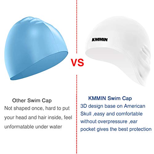 image for KMMIN Swim Cap, 3D Ergonomic Design Swimming Cap for Women Men Long Ha