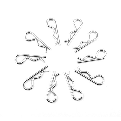LAFEINA 100pcs Universal Stainless Steel Scale Bend Body Clips Pin for 1/10 RC Cars Truck Buggy Shell Replacement HSP Traxxas Axial Kyosho Redcat Himoto