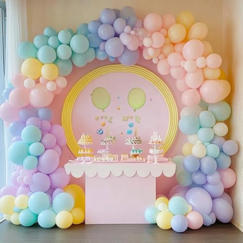 100 PCS Pastel Latex Balloons, 12-Inch Round Macaron Multicolor Balloons for Birthday Party, Baby Shower, and Wedding Decorations