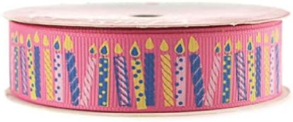 Weichan Decor Happy Birthday Candles Grosgrain Ribbon 7/8-inch 4-Yard