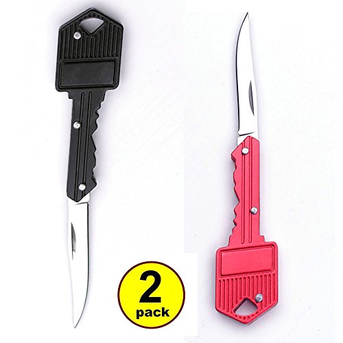 Morpho Diana Key Knife, Keychain Key Shaped Folding Pocket Knife, Self Defense Keychain Gifts (black and red)