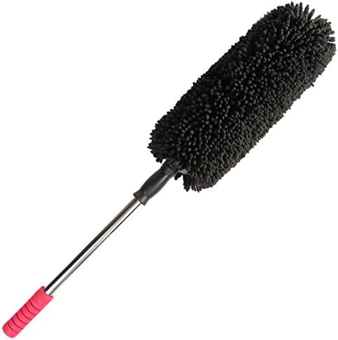 HOLAUTO Microfiber Car Duster – Telescopic Handle and Electrostatic, Paintjob Safe Fabric for Enhanced Cleaning – Auto Brush for Vehicles of All Makes &amp; Models – Wheel Brush Included