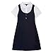 French Toast Girls' Big Peter Pan 2-fer Dress, Navy, 12