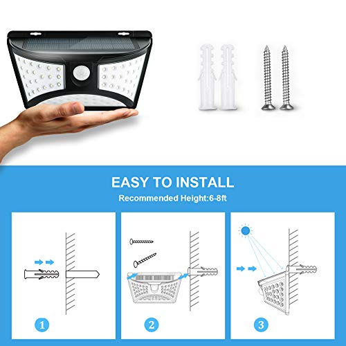Outdoor Solar Motion Sensor Wall Light 2 Pack, 68 LED IP65 Waterproof Wireless Night Security Light with 270Â° Wide Illumination Angle for Front Door,Yard,Garage,Garden,Stairs,Pathway