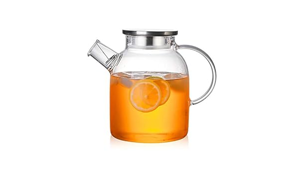 JANRON Jarra de Agua de Cristal con Tapa,Jarra con Tapa de Acero ...