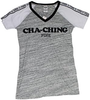 Victoria's Secret PINK Cha Ching Sequined Baby Doll Tee Shirt (Grey w/ Black Sequin) (Medium)