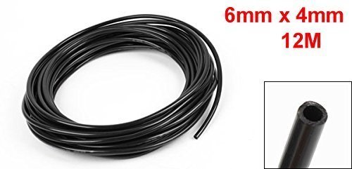 6mm x 4mm Pipe Tube 12M/39.4ft Black Pneumatic Air PU Hose for Push Type Quick Fittings