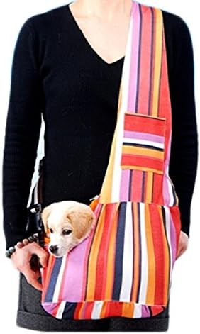 Pet Printed Letters Ourdoor Portable Sling Carrier Messager Bag (S, Striped)