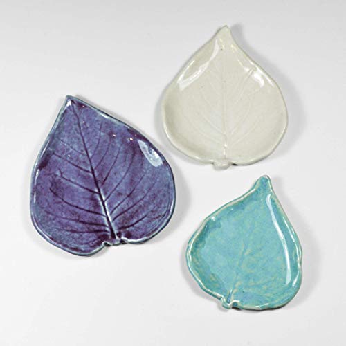 Tiny Leaf Tray Set, Ring Dish, Small Spoon Rest, Tea Bag Rest, Handmade Pottery