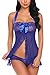 Avidlove Women Lingerie Blue Lace Babydoll Lingerie Halter Nighties Nightgown