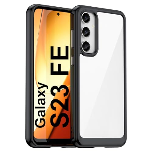 Photo 1 of HOOMIL Case for Samsung Galaxy S23 FE 5G 6.4-Inch, Non-Yellowing, Drop Protection, Anti-Scratch, Transparent Hard Back Phone Cover - Black