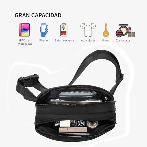 JDF3CISH 2Pcs Cangurera Mujer, Cangurera Deportiva, Riñonera Running para Hombre,Bolso Cruzado para Mujer, Correa de Hombro Ajustable Multifuncional, Adecuado para Correr, Viajes, Ciclismo, Fitness