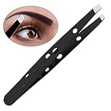 Sunmore Slant Eyebrow Tweezers,Precision Eyebrow Stainless Steel Slant Tip Tweezer Hollowed