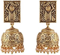 Terramart_ Antique Jumka Set_Fashion Jewellery for Women / Girls ( Gold with Pearl )