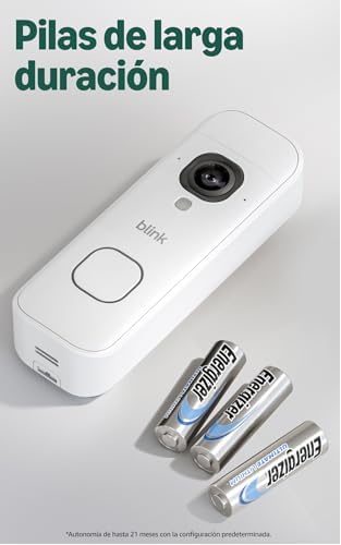 Videotimbre 2K+ con pilas (últ. generación) | Vista de cuerpo entero | Audio mejorado | IP65 | Pilas de larga duración | Instalación sencilla | Módulo de sincronización básico (blanco)