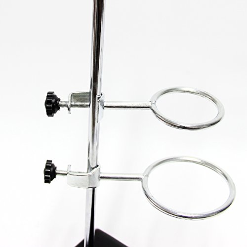 Wisamic Laboratory Grade Metalware Set - with Support Stand (8.3"x5.5"), 2 Retort Rings (Dia. 2.2"/2.6"), Rod (Length 19.7") and Burette Clamp