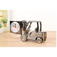 HLBJ Retro Alarm Clock Creative Retro Plating Forklift Alarm Clock Student Bedside Study Alarm Clock Decoration