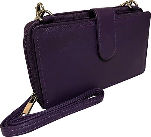 Pielino Women's Leather Smart Phone Crossbody Wallet With RFID Option