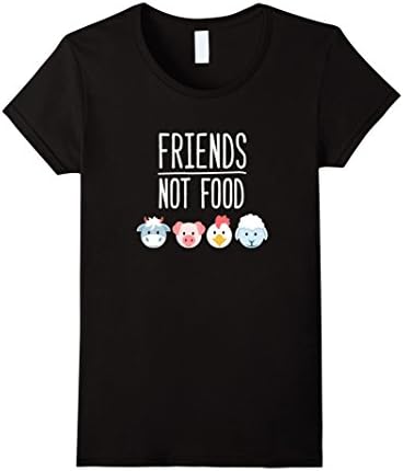 Women's Friends Not Food T-shirt For Vegan and Vegetarian Small Black