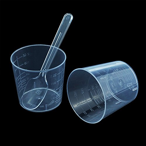 15pcs 2OZ Graduated Cups with 20pcs Plastic Applicators Sticks for Mixing Paint Stain Epoxy Resin, Wobe Mixing Cups & Stir Spoons Measuring Cups Medicine Cups Beaker Lab Cooking Liquid Container