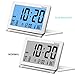 SESTP Digital Travel Clock with Blue Backlight Battery Operated Calendar Temperature Large Number Display Ideal for Kids and Elder (White)